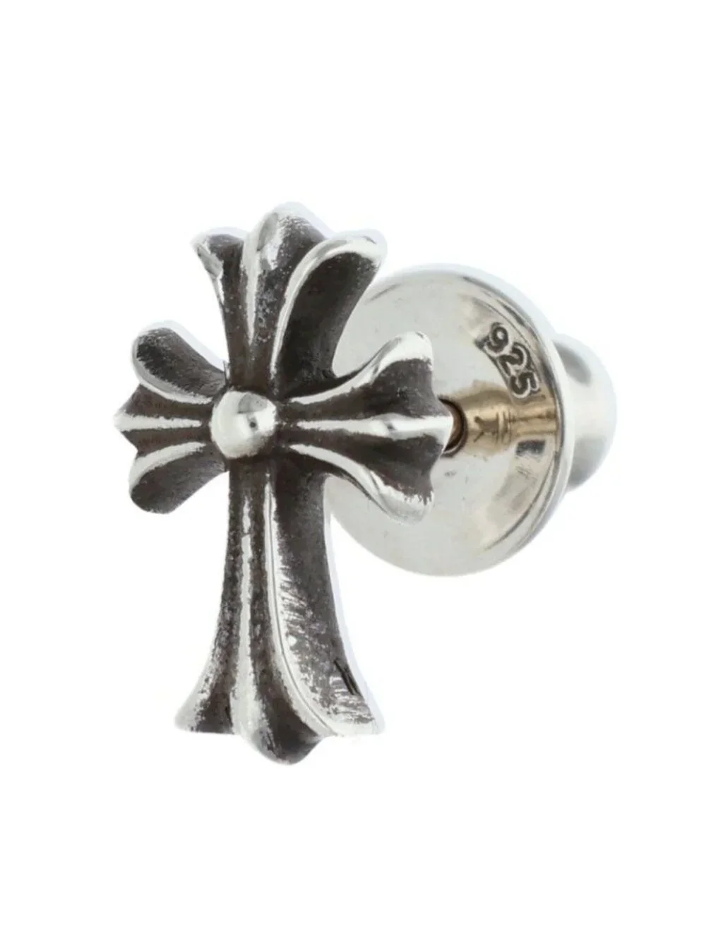 Chrome Hearts CH Crss 2 Fat CH Cross Fat Stud Silver Earrings